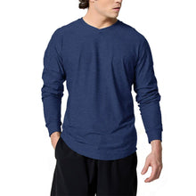 Load image into Gallery viewer, SB Sport V Neck Long Sleeve Mens Tennis Shirt - Navy Melange/2X
- 6