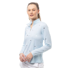 Load image into Gallery viewer, SanSoleil Solshine Foil Prnt Mock Wmn LS Sun Shirt - Flowrbx Bl Slvr/XXL
- 13