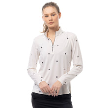 Load image into Gallery viewer, SanSoleil Solshine Foil Prnt Mock Wmn LS Sun Shirt - Flowrbx Tan Blk/XXL
- 16