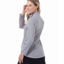 Load image into Gallery viewer, SanSoleil Sunglow Print Piping Womens LS Sun Shirt
- 3