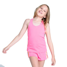 Load image into Gallery viewer, Lucky In Love Prisma Stripe Girls Tank - Neon Pink/M
- 1