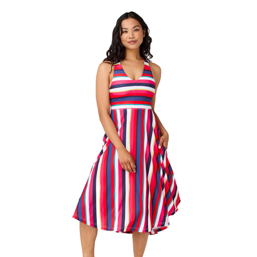 Krimson Klover Piper Womens Dress - Indigo Red Strp/L