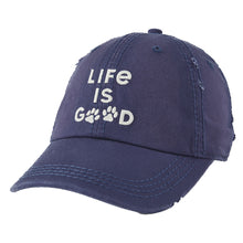 Load image into Gallery viewer, Life Is Good Paw Print Adjustable Hat - Darkest Blue/One Size
- 1