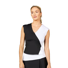 Load image into Gallery viewer, Sofibella Monochrome Cap Sleeve Womens Tennis Tank - Black/White/2X
- 1