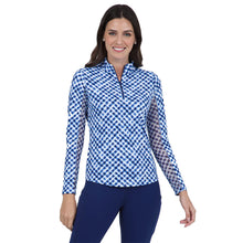 Load image into Gallery viewer, Ibkul Gingham Check Essential Womens QZ - Navy/White/XL
 - 3