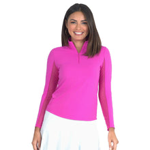 Load image into Gallery viewer, Ibkul Essential Solid Mock LS Womens QZ - Hot Pink/XL
- 4