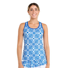 Load image into Gallery viewer, Sofibella Miss Santorini Racerbk Women Tennis Tank - Sandra Tiles/XL
 - 1