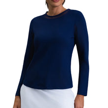 Load image into Gallery viewer, Ibkul Essential Solid LS Crew Mesh Wmn Tenns Shirt - Classic Navy/XL
- 4