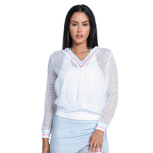 Load image into Gallery viewer, Lucky In Love Retro Stripe Womens Tennis Pullover - White/L
- 1