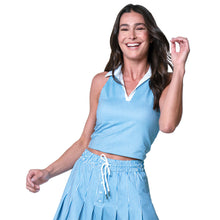 Load image into Gallery viewer, Lucky in Love Hip Fit Linen Womens Tennis Tank - Periwinkle/M
 - 1