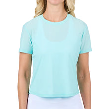 Load image into Gallery viewer, Sofibella Staples Mesh SS Womens Tennis Shirt - Blue Light/2X
- 4