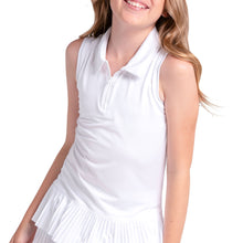Load image into Gallery viewer, Lucky in Love Match Pleated Girls Polo Dress - White/M
- 1