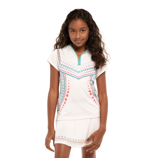 Lucky in Love Desert Vibes White Girls Polo - WHITE 110/L