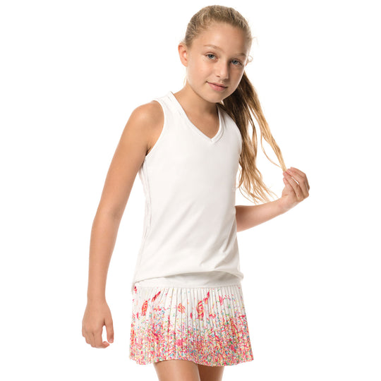 Lucky In Love V-Neck Cutout Girls Tennis Tank Top