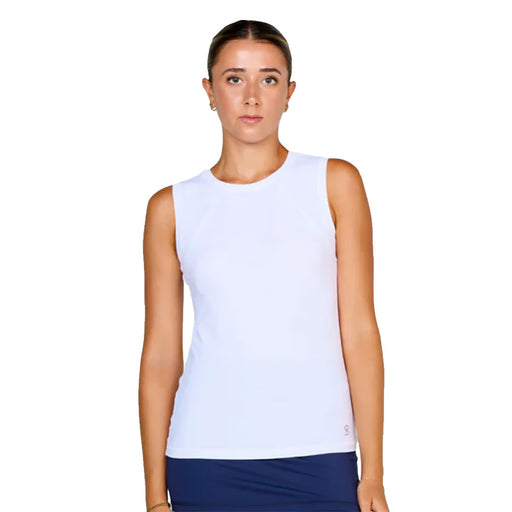 Sofibella UV Colors Womens Sleeveless Tennis Shirt - White/2X