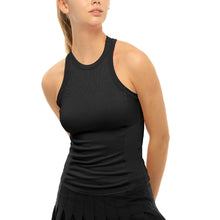 Load image into Gallery viewer, Lucky in Love One Love Rib Womens Tennis Tank Top - BLACK 001/XL
 - 1