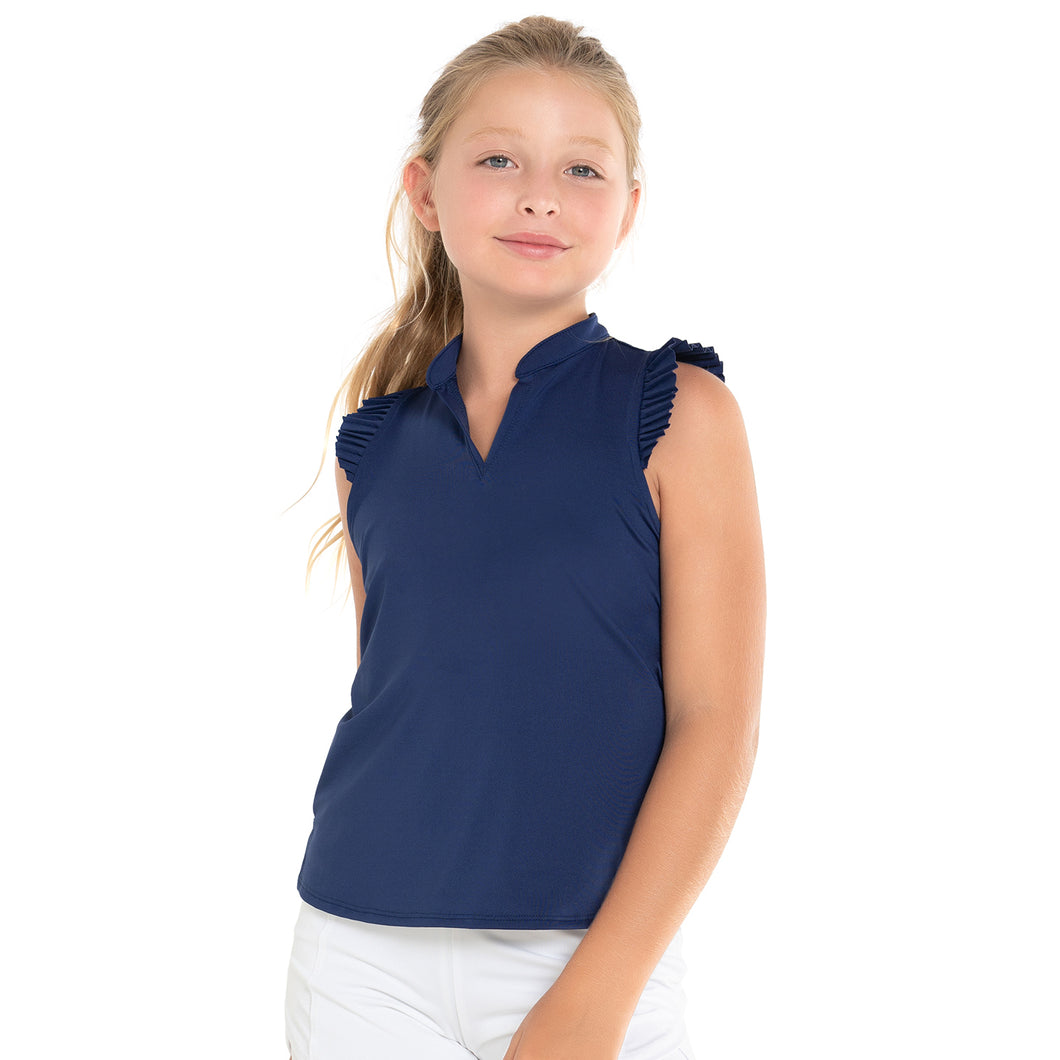 Lucky in Love Pleat Me Up Girls SL Polo - NAVY 400/M