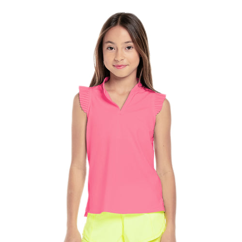Lucky in Love Pleat Me Up Girls Sleeveless Polo - 2