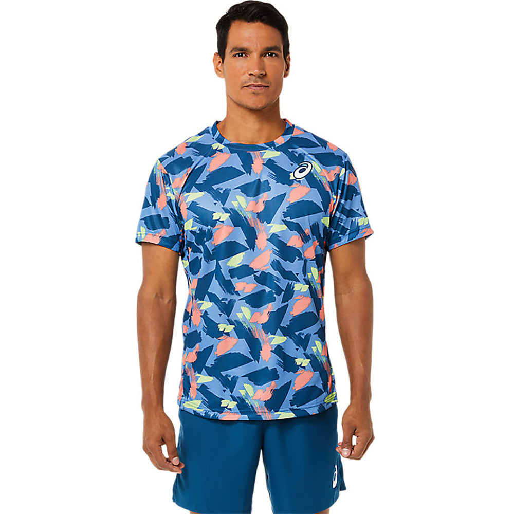Asics Match Graphic Mens Tennis Shirt - LGHT INDIGO 401/XL