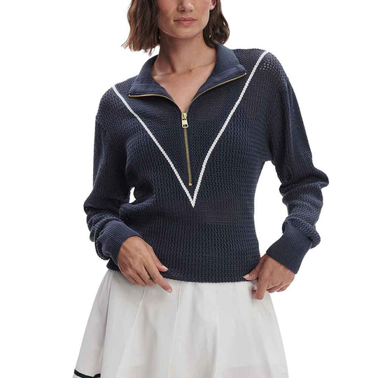 Varley Calva Knit White Womens Half Zip Sweater