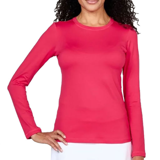 Sofibella UV Colors Womens LS Tennis Shrt - Berry Red/2X