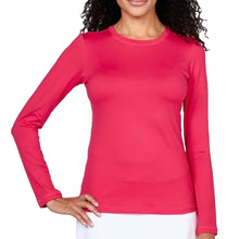 Load image into Gallery viewer, Sofibella UV Colors Womens LS Tennis Shrt - Berry Red/2X
 - 1