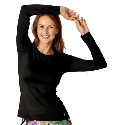 Sofibella UV Colors Womens LS Tennis Shrt - Black/2X
