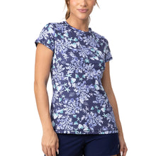 Load image into Gallery viewer, Sofibella UV Feather Womens Tennis SS Shirt - Aqua Marine/XL
 - 3