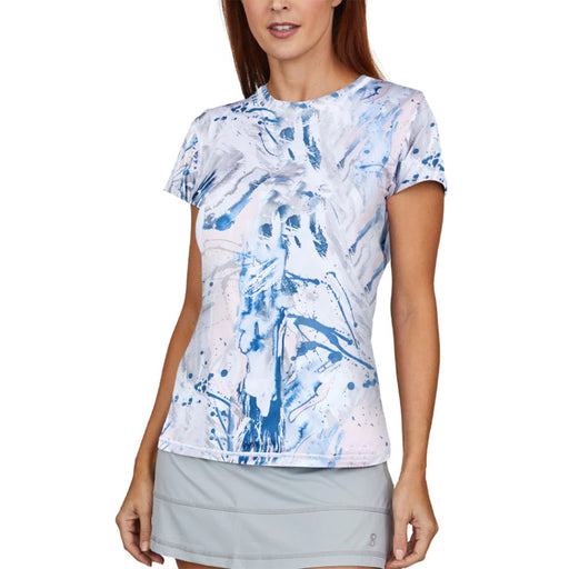 Sofibella UV Feather Womens Tennis SS Shirt - Art Show/2X