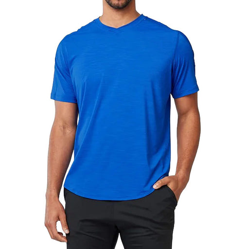 SB Sport Classic V Neck Mens SS Tennis Shirt - Cobalt Melange/1X
