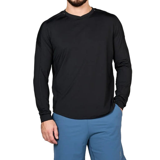 SB Sport V Neck Long Sleeve Mens Tennis Shirt - Black/XL