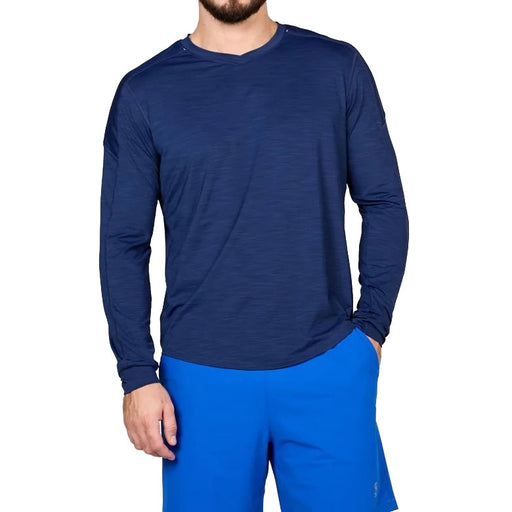 SB Sport V Neck Long Sleeve Mens Tennis Shirt - Nautical Melang/1X