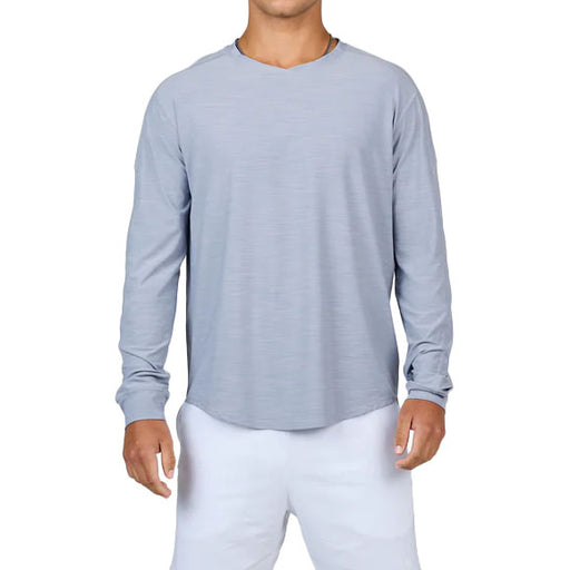 SB Sport V Neck Long Sleeve Mens Tennis Shirt - Silver Melange/1X