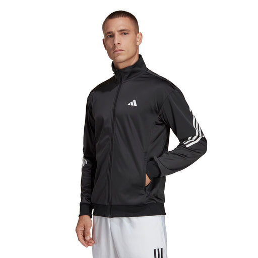 Adidas 3 Stripe Knit Black Mens Tennis Jacket - Black/XL