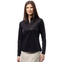 Load image into Gallery viewer, SanSoleil Solshine Foil Prnt Mock Wmn LS Sun Shirt - Block Chain Blk/XXL
 - 12