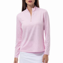 Load image into Gallery viewer, SanSoleil Solshine Foil Prnt Mock Wmn LS Sun Shirt - Pink/Gold/XXL
 - 8