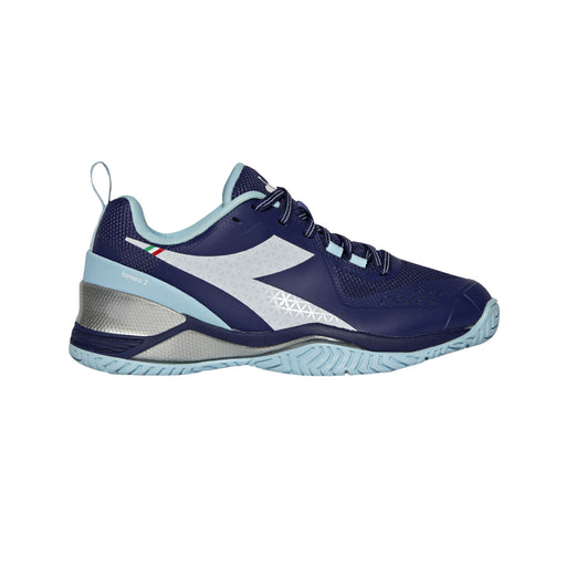 Diadora Blushield Torneo 2 AG Womens Tennis Shoes - Blue Prt/White/B Medium/10.5