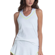 Load image into Gallery viewer, Lucky In Love Pique V-Neck Womens Tennis Tank - WHITE 110/L
 - 1