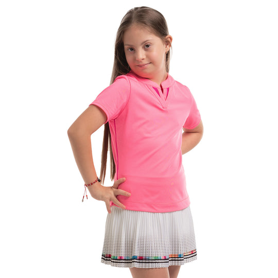 Lucky In Love Double V Girls Short Sleeve Polo