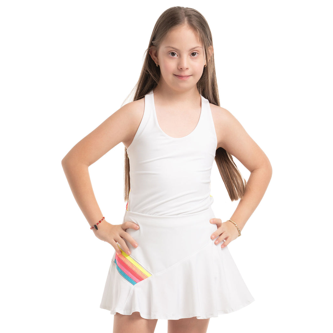 Lucky In Love Prisma Stripe Girls Tank - Rainbow/M