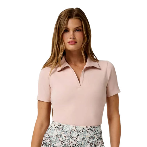 TravisMathew Moveknit SS V Womens Tennis Polo - Blush Pink/L