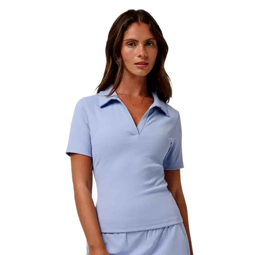 TravisMathew Moveknit SS V Womens Tennis Polo - Soft Blue/XL