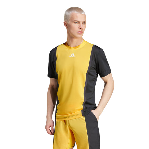 Adidas Freelift Pro Rib Mens Tennis T-shirt - Spark/Black/L