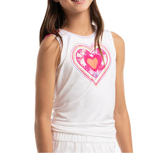 Load image into Gallery viewer, Lucky In Love Shock n Love Tie Girls Tennis Tank - White/M
 - 1