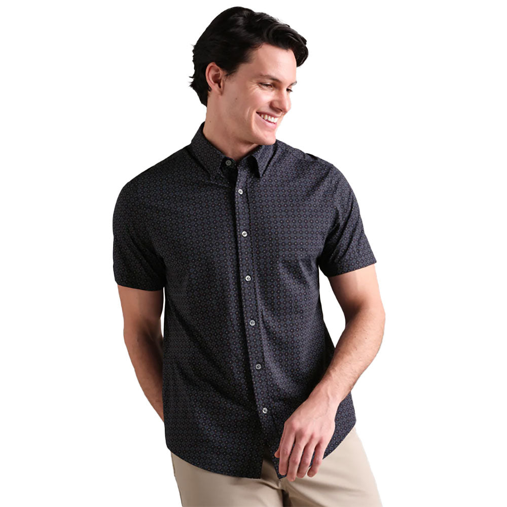 Rhone Commuter Button Down Mens Shirt - Navy Geo Print/XL