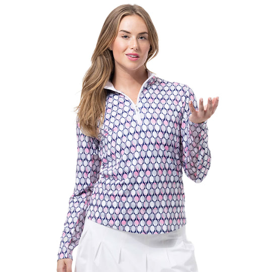 SanSoleil Solcool Print Mock Neck Womens Pullover