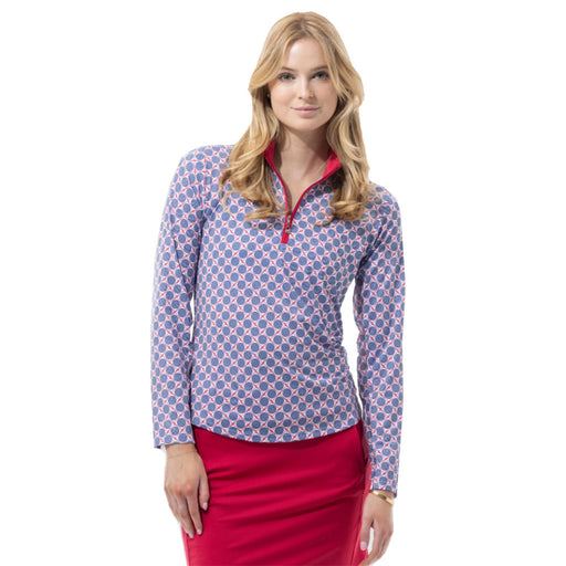 SanSoleil Solcool Print Mock Womens PO - Seeing Spot Ink/XL