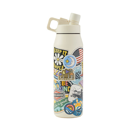 Life Is Good 32 oz Layered Sticker Collage Water Bottle - 2