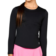 Load image into Gallery viewer, Sofibella UV Long Sleeve Girls Tennis Shirt - Black/L
 - 3