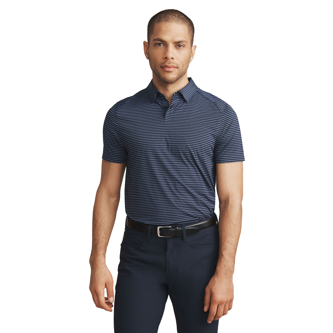Rhone Commuter Slim Mens Polo - Bl/Slvr/Dbl Str/L